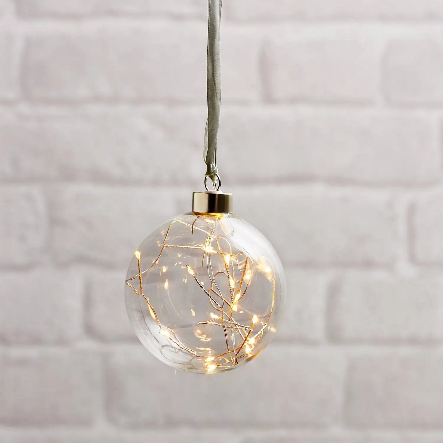 Xmas Glowing Hanging Ball - Clear & Silver