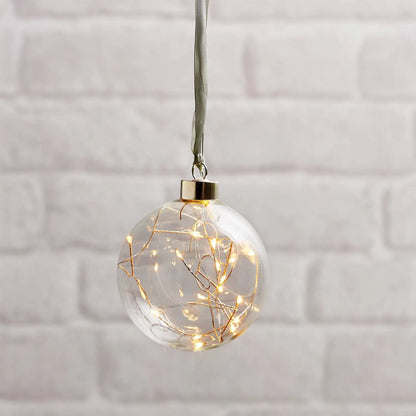 Xmas Glowing Hanging Ball - Clear & Silver