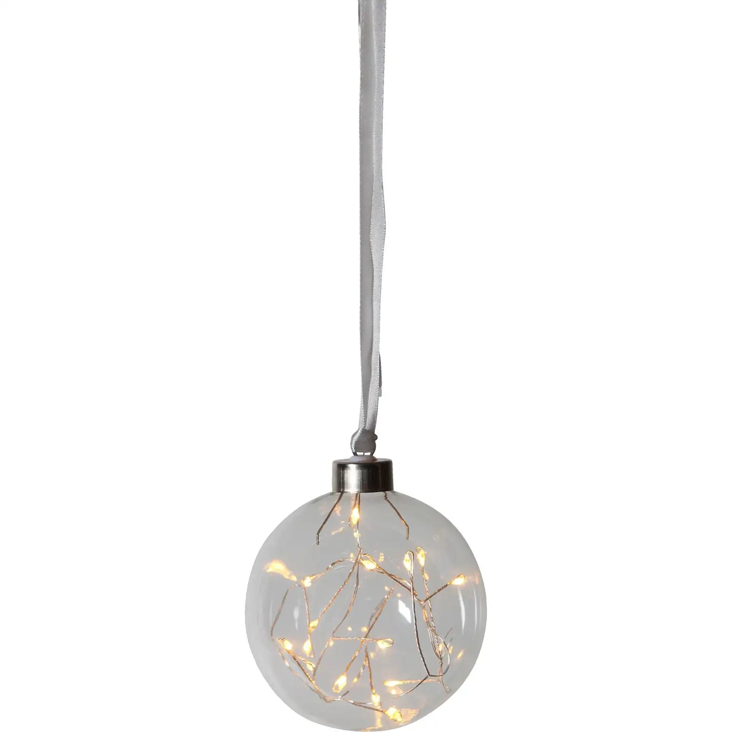 Xmas Glowing Hanging Ball - Clear & Silver