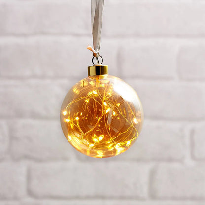 Xmas Glowing Hanging Ball - Amber & Copper