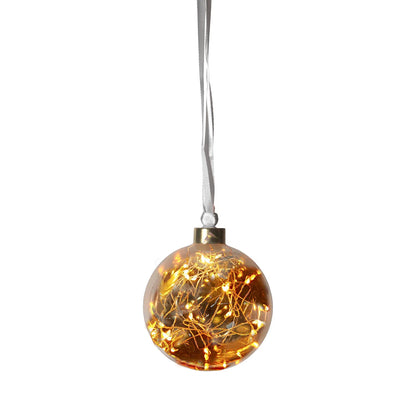 Xmas Glowing Hanging Ball - Amber & Copper
