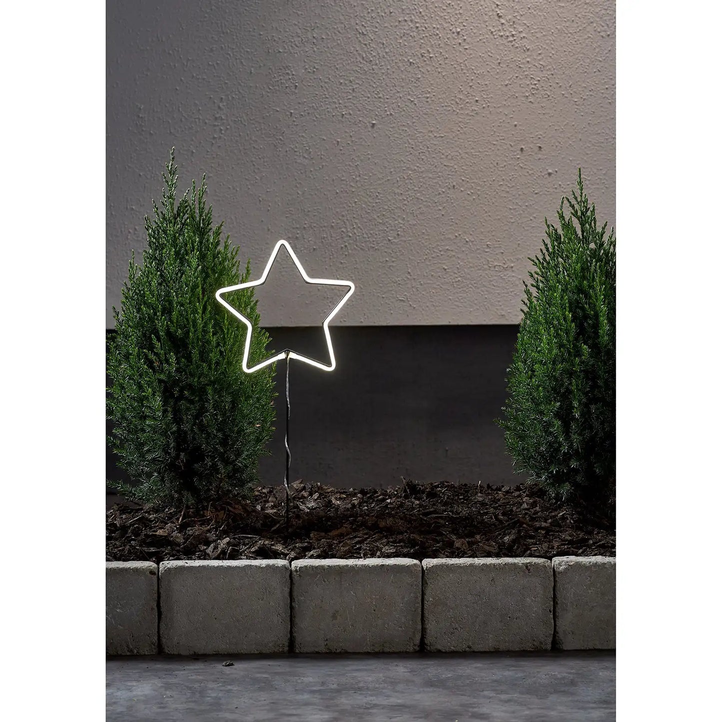 Xmas Neonstar Star W/Stake Neut White