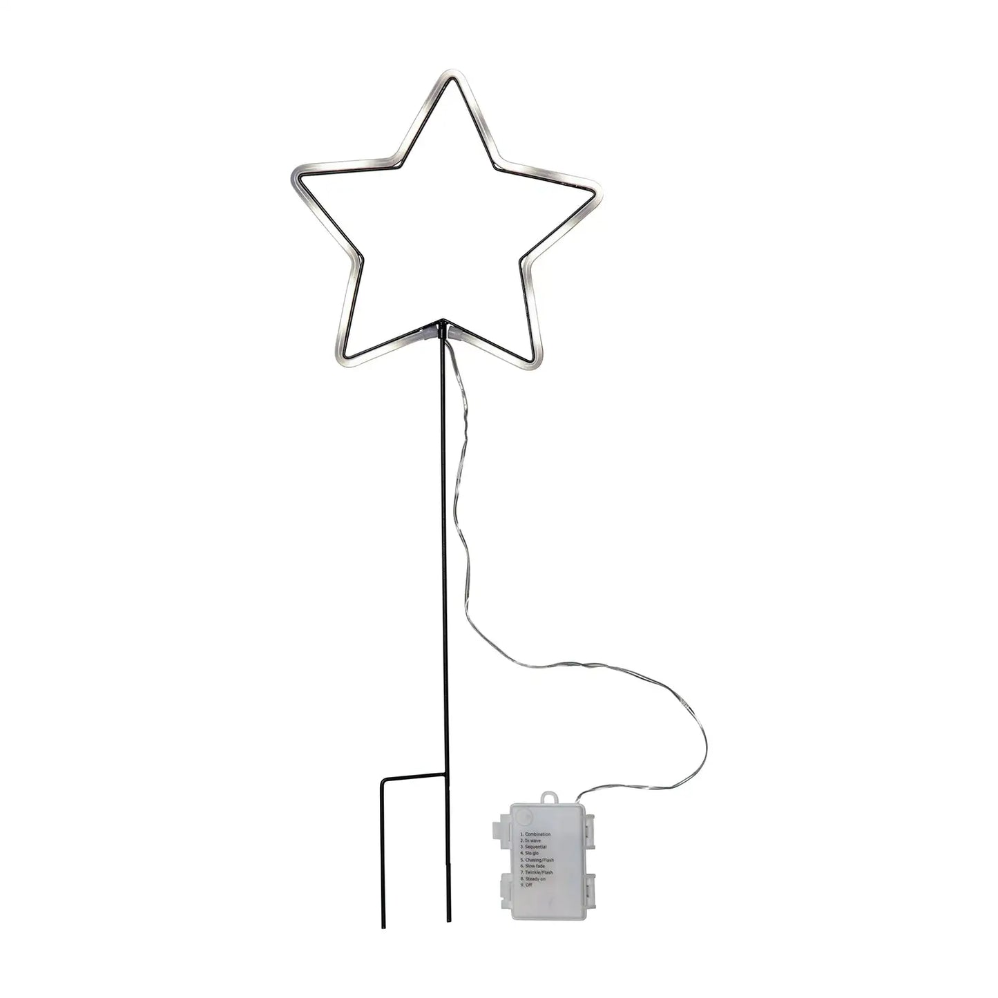 Xmas Neonstar Star W/Stake Neut White