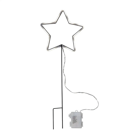 Xmas Neonstar Star W/Stake Neut White