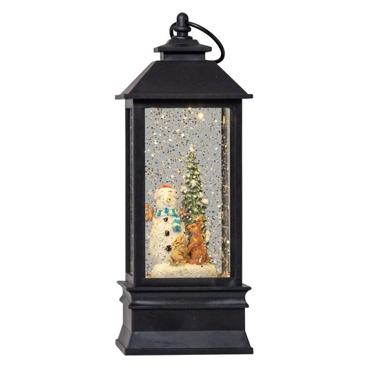 Xmas Winter Satin Nickelowman Lantern Black