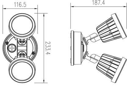 PHL ZIP Twin 30 Watt Poly Carb Tri Colour LED Spot Black/White