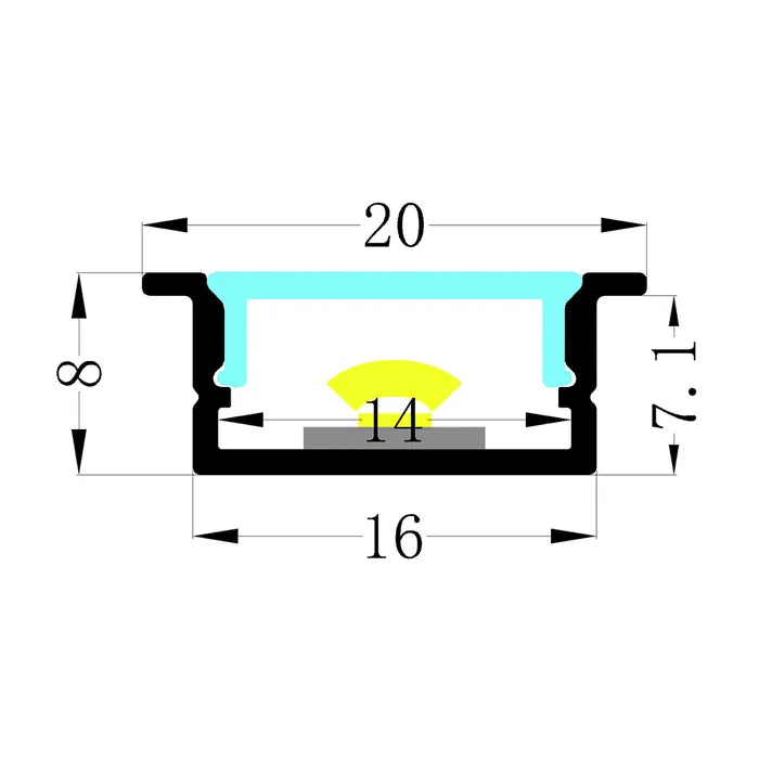 Square Winged Aluminium Profile with Diffuser