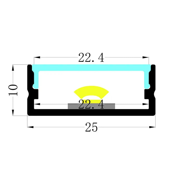 Wide Square Aluminium Profile with Diffuser