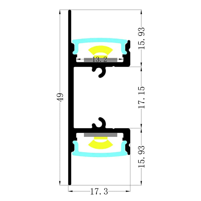 Side Mount Aluminium Profile with Diffuser