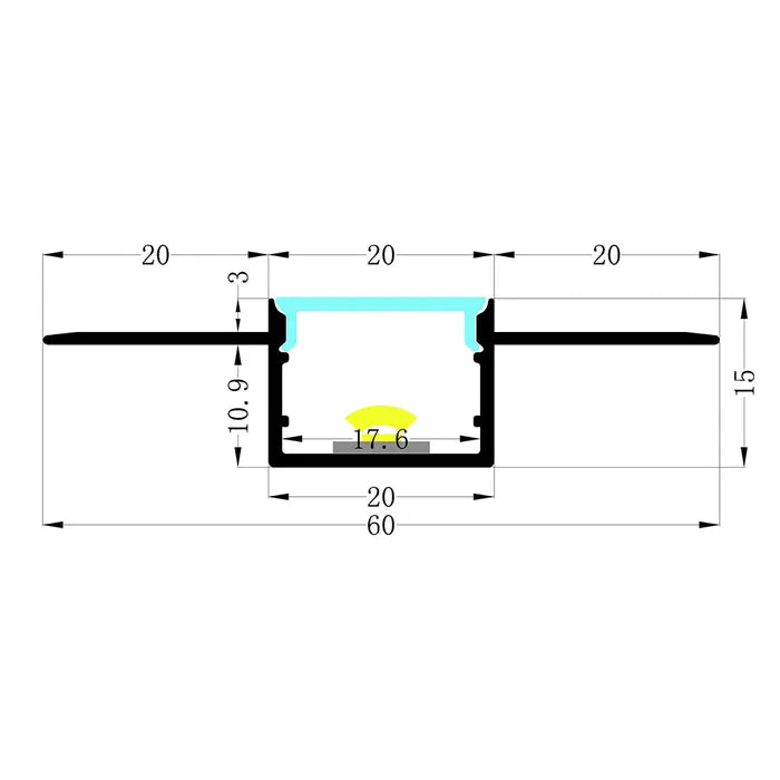 Gyprock Square Aluminium Profile with Diffuser