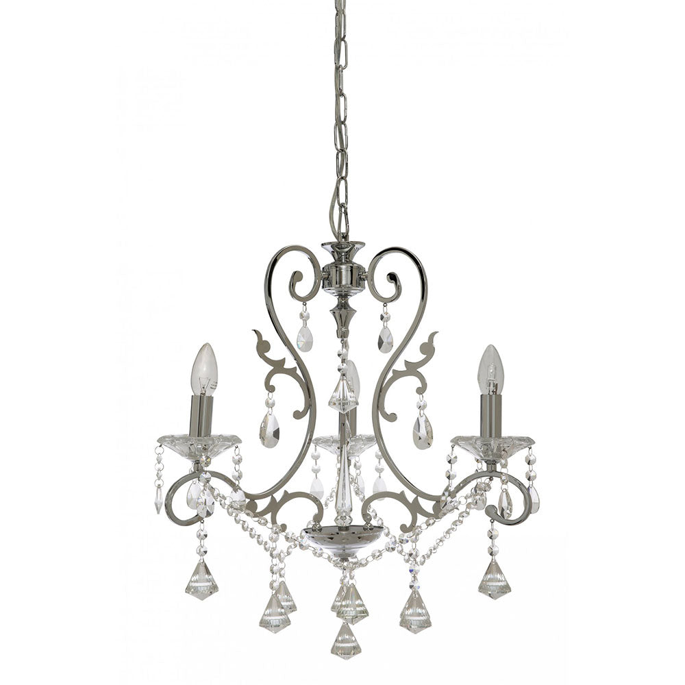 Avenue 3 Light Crystal Pendant Chrome