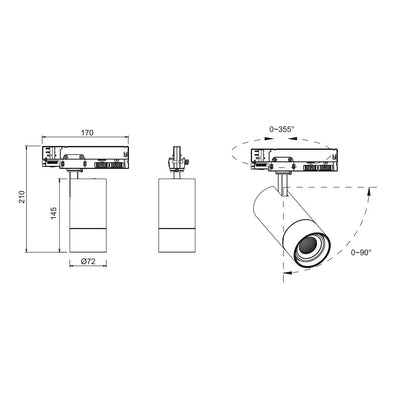 Single Circuit 30W Dimmable LED Zoom Track Light