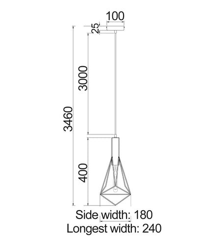 Blackband Angled Iron Cage Pendant Light
