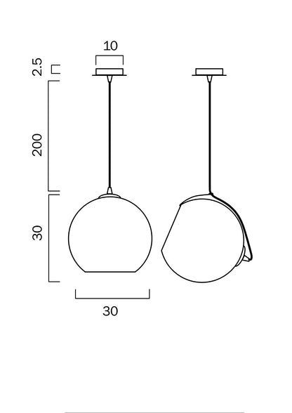 Bondi Black Smoked Glass Pendant Light