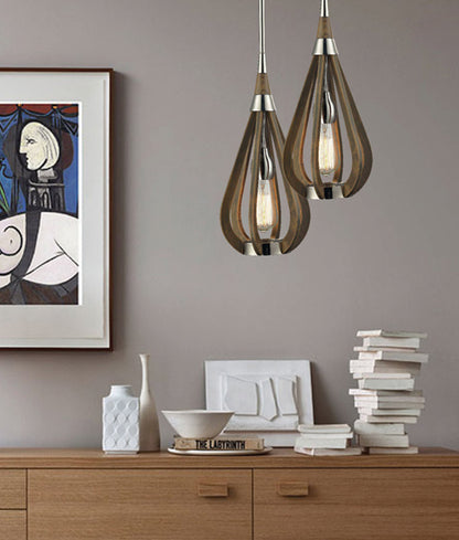 BONITO Taupe Wood Tear Drop Pendant Lights
