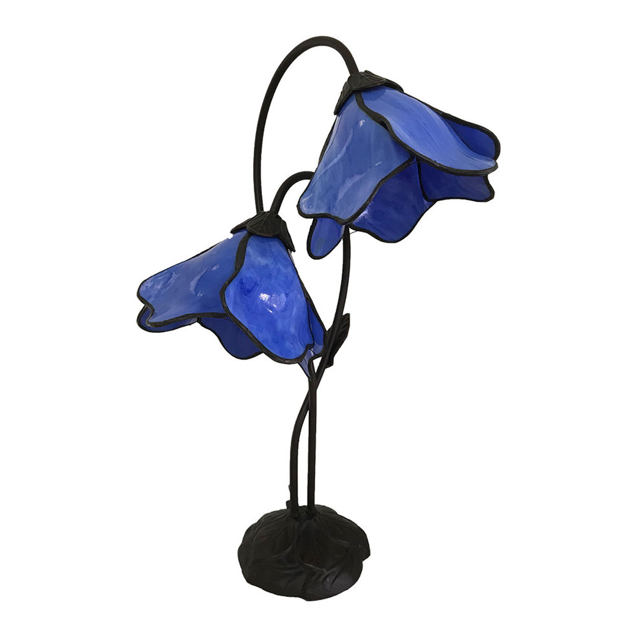 Twin Lotus Lamp Blue