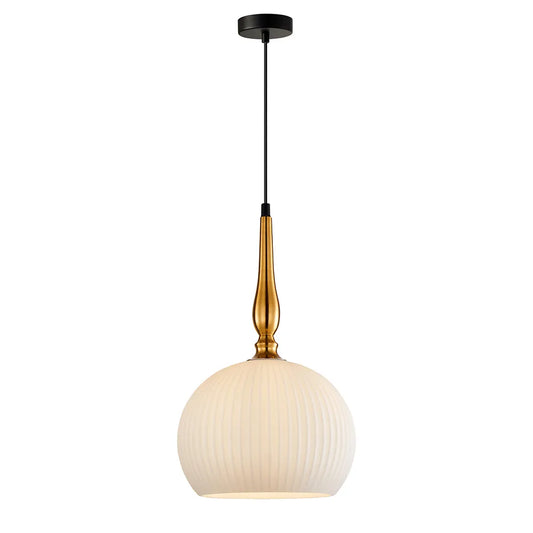 Caliz: Interior Frosted Wine Glass Ribbed Pendant Lights