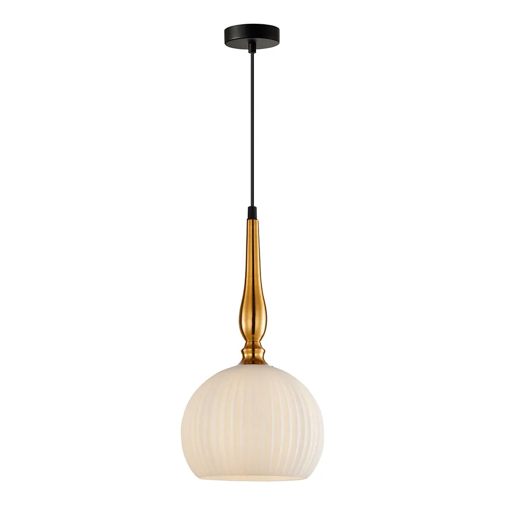 Caliz: Interior Frosted Wine Glass Ribbed Pendant Lights