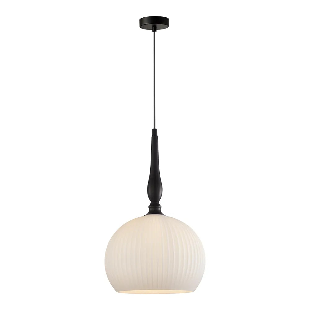 Caliz: Interior Frosted Wine Glass Ribbed Pendant Lights