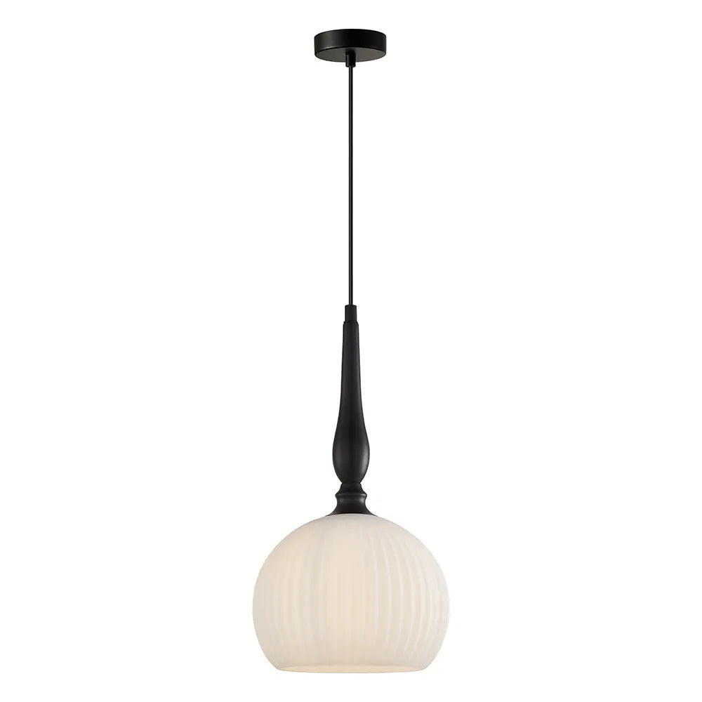 Caliz: Interior Frosted Wine Glass Ribbed Pendant Lights