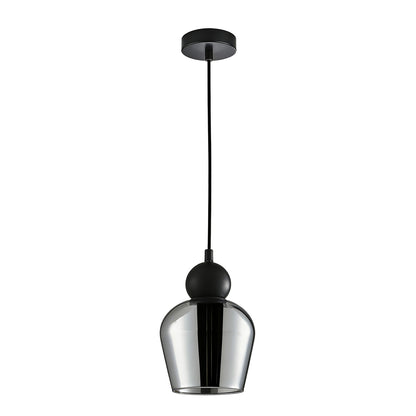 Champan Interior Bronze Amber or Smokey Black Glass Ellipse Pendant Lights
