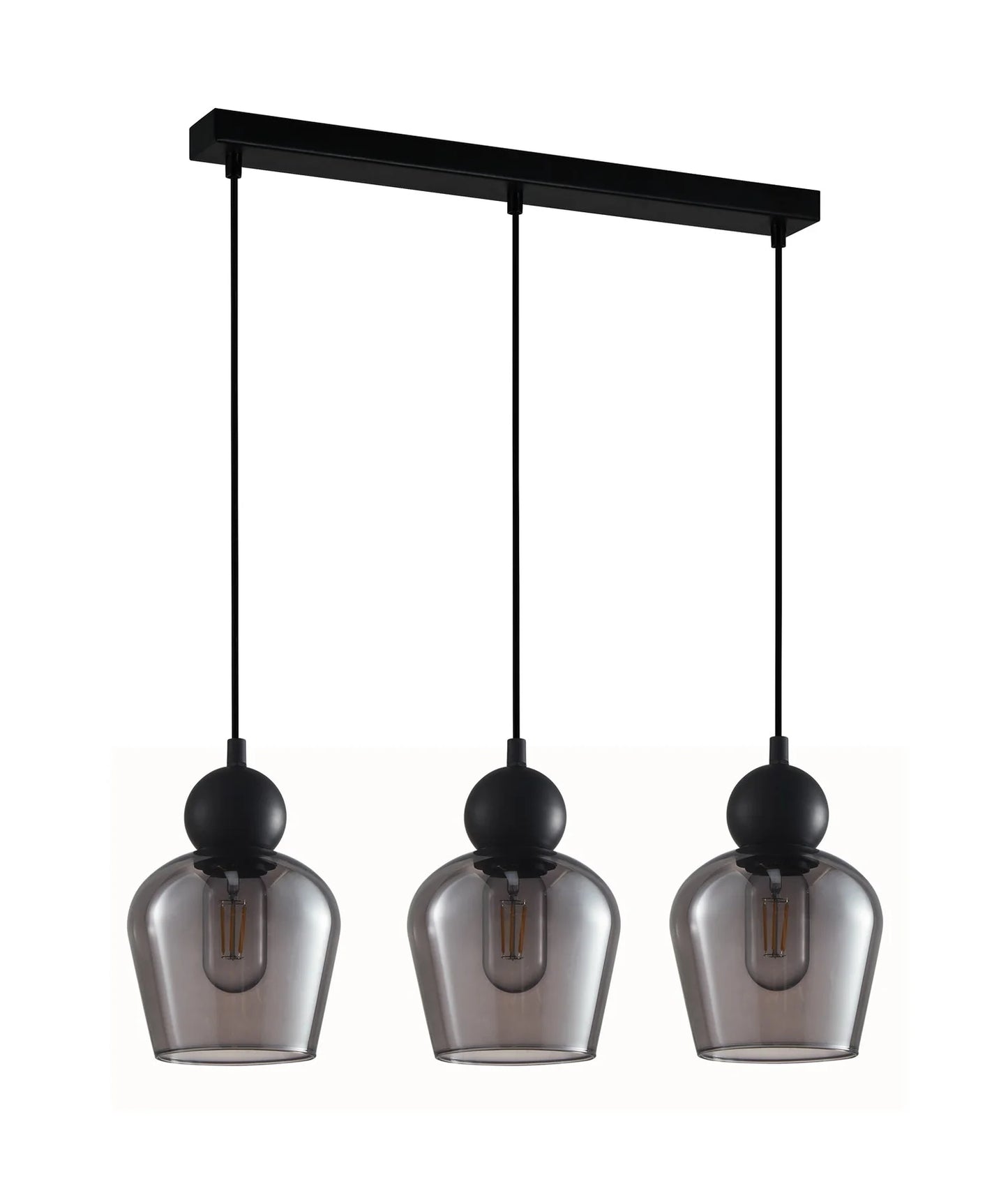 Champan Interior Bronze Amber or Smokey Black Glass Ellipse Pendant Lights