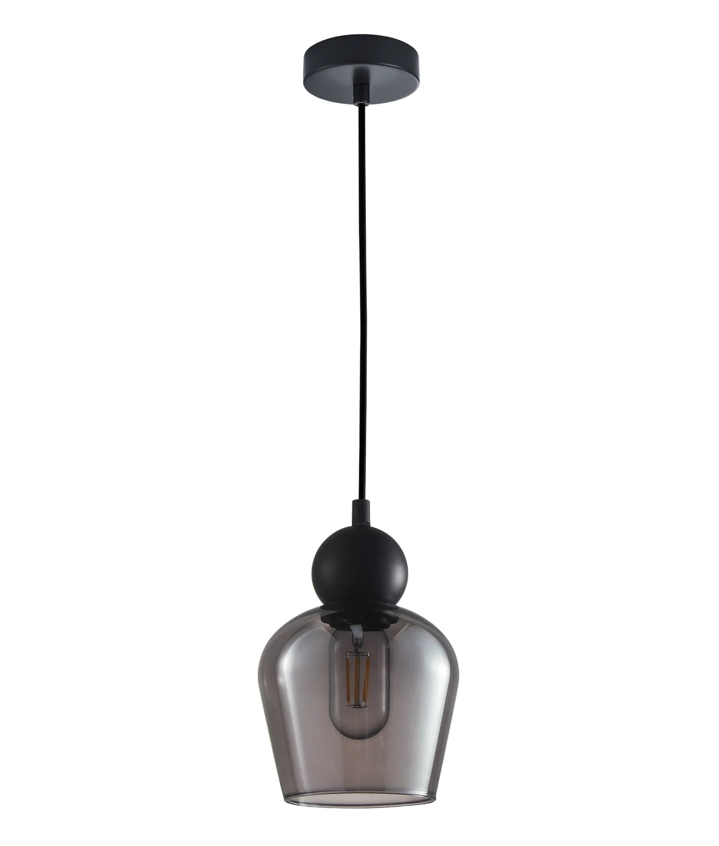 Champan Interior Bronze Amber or Smokey Black Glass Ellipse Pendant Lights