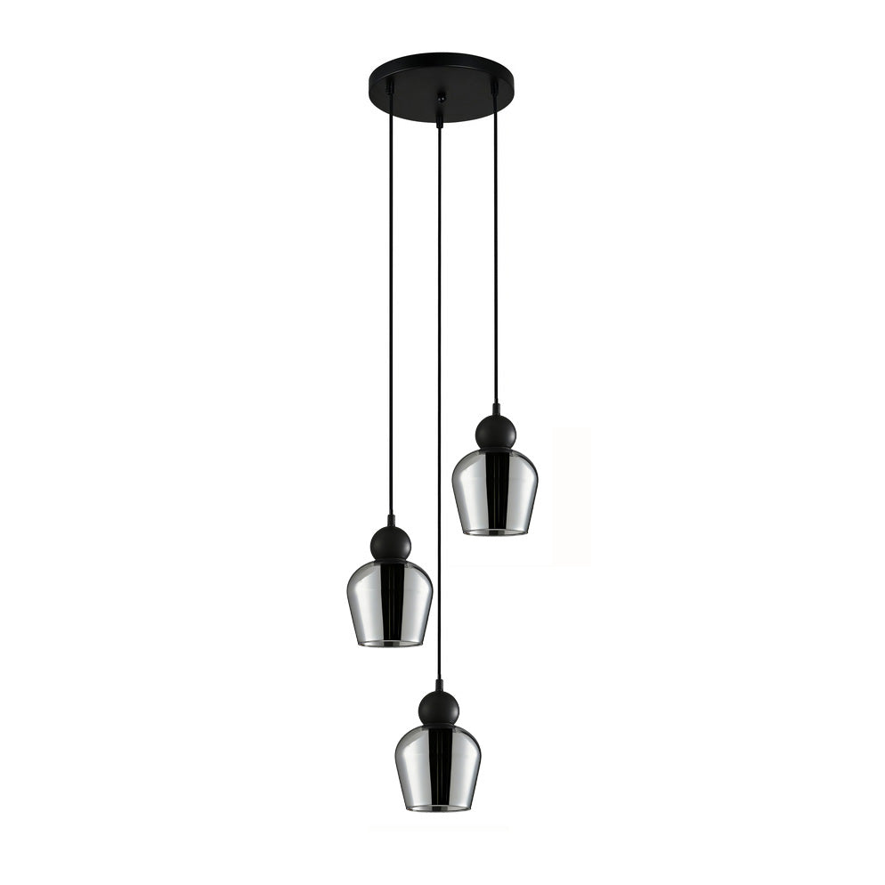 Champan Interior Bronze Amber or Smokey Black Glass Ellipse Pendant Lights