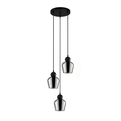 Champan Interior Bronze Amber or Smokey Black Glass Ellipse Pendant Lights