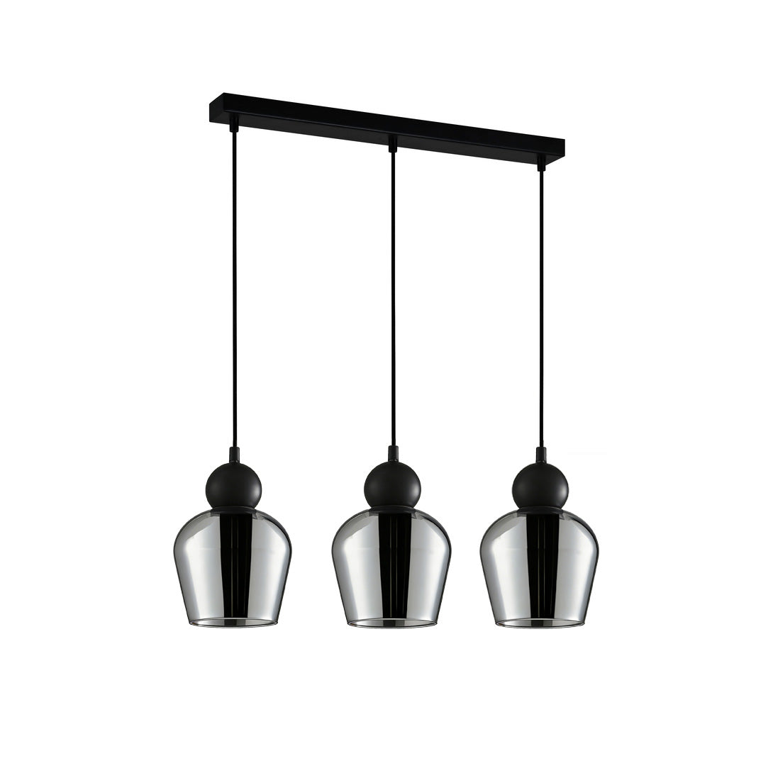 Champan Interior Bronze Amber or Smokey Black Glass Ellipse Pendant Lights