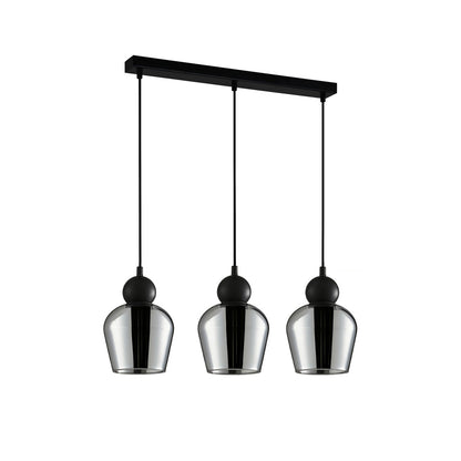 Champan Interior Bronze Amber or Smokey Black Glass Ellipse Pendant Lights