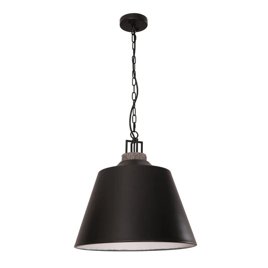 CLOCHE: Interior Metal Shade with Travertine Highlight Bell Shape Pendant Lights