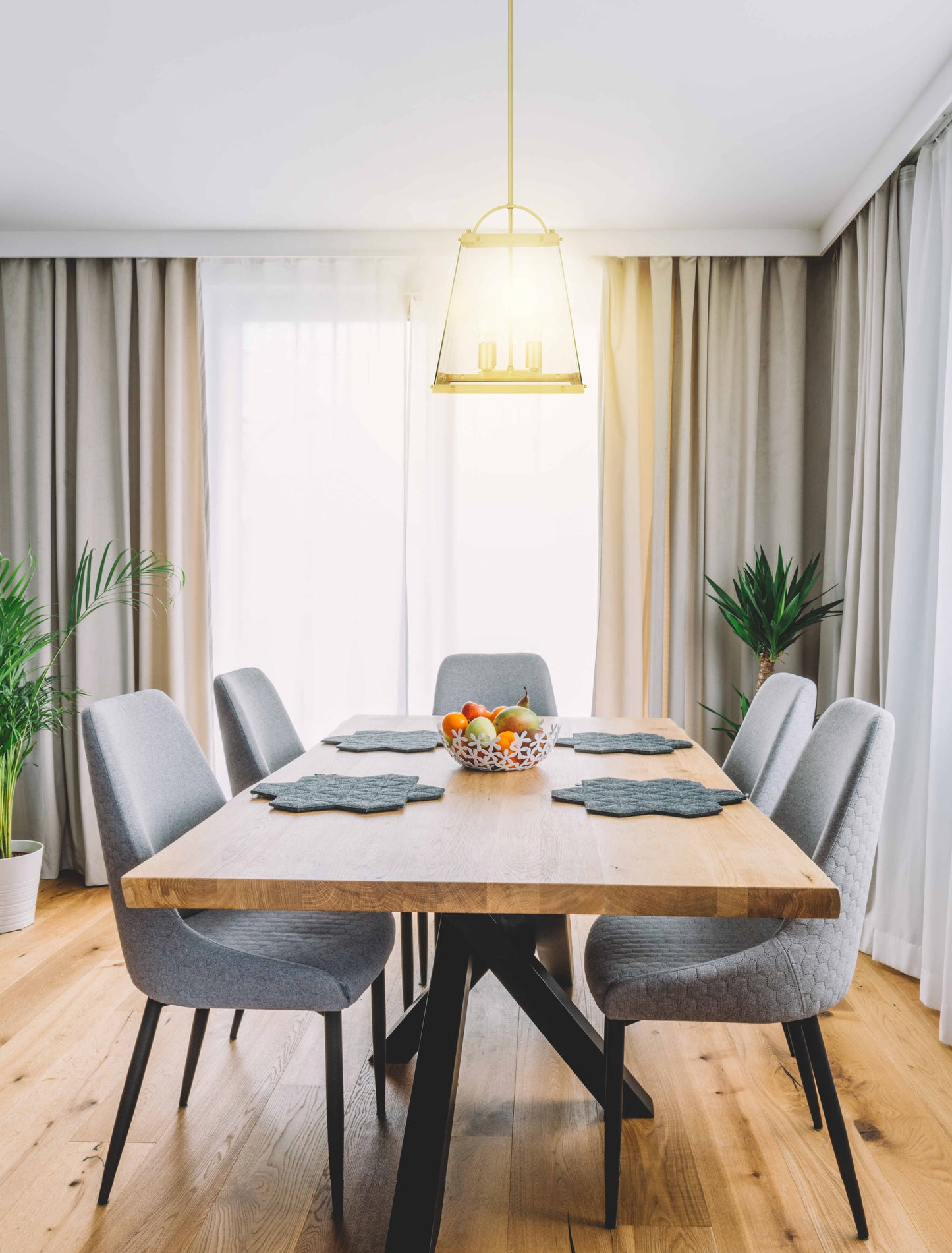 Colair 4 Light Solid Brass Pendant