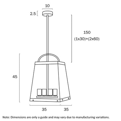 Colair 4 Light Solid Brass Pendant