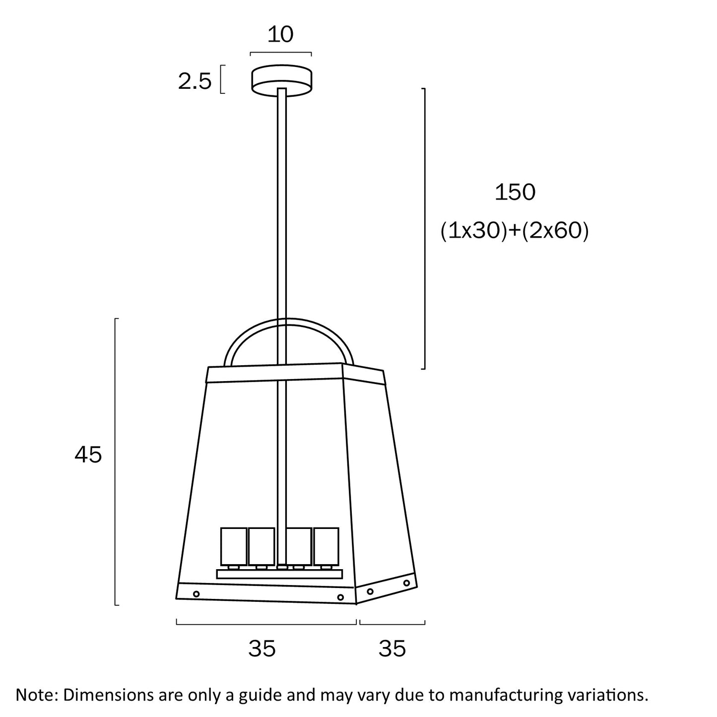 Colair 4 Light Solid Brass  Pendant