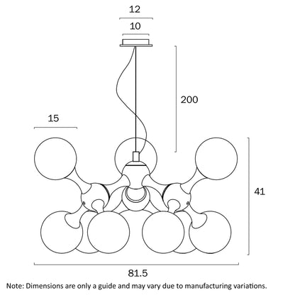 Cosmic 80cm Chrome & Smoked Glass 9 Light Pendant