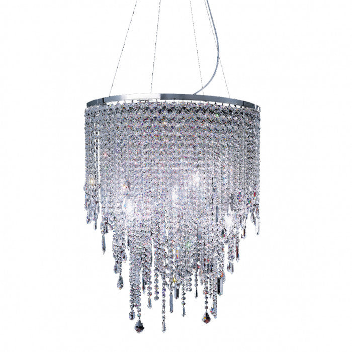 Contemporary Cascade 9 Light Crystal Chandelier