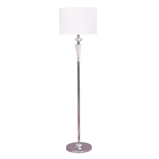 Cristallo: Interior Drum Shade Chrome Rod With Crystal Highlight Floor Lamp