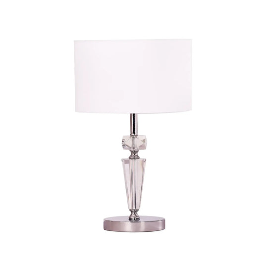 Cristallo: Interior Drum Shade Chrome Rod With Crystal Highlight Table Lamp