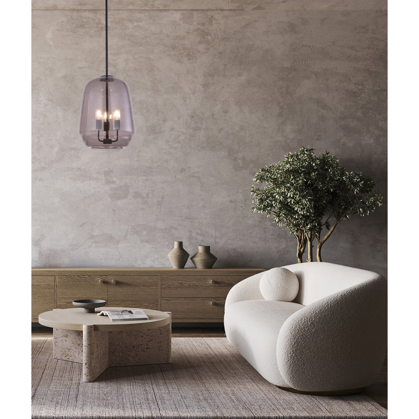 Cuad: Smokey Black Pyramid Glass Pendant