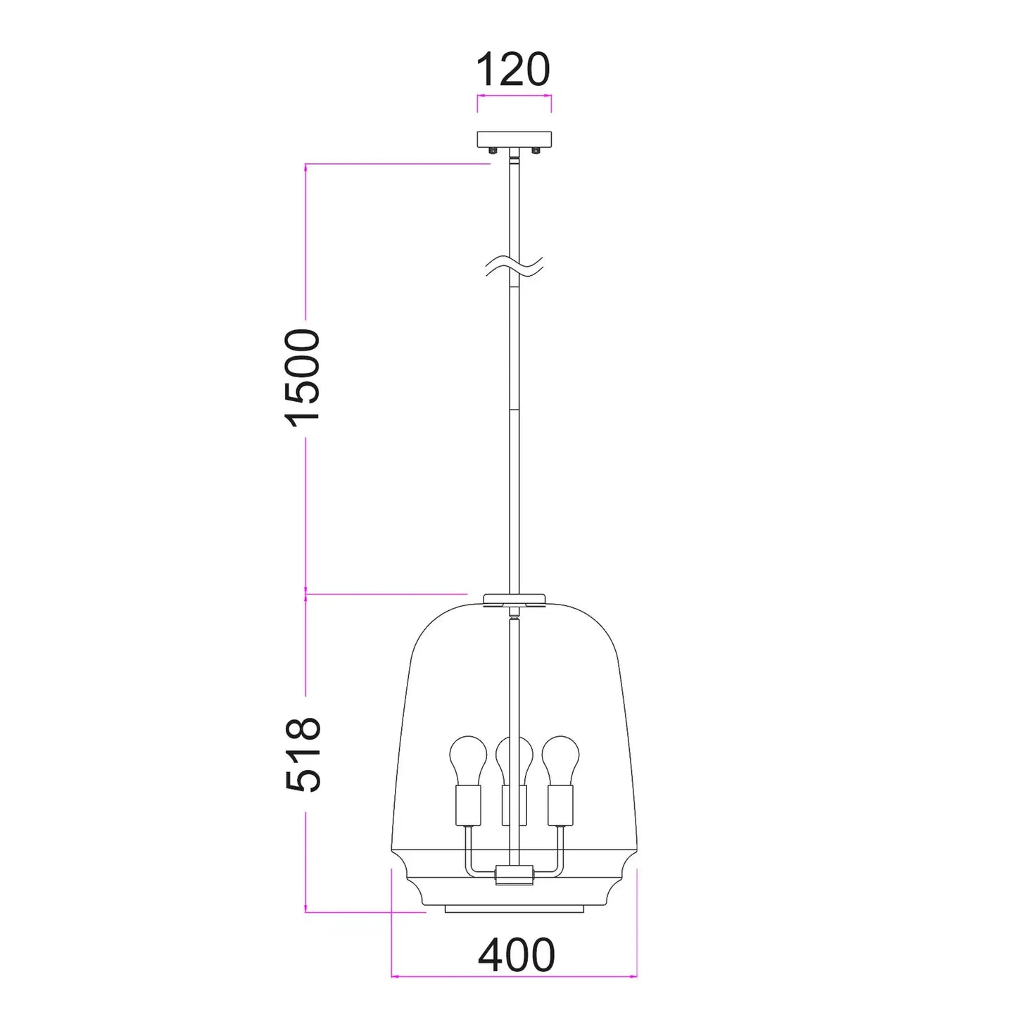 Cuad: Smokey Black Pyramid Glass Pendant