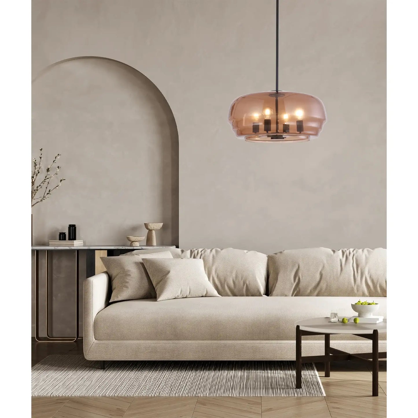 Cuad: Amber Flat Dome Pendant