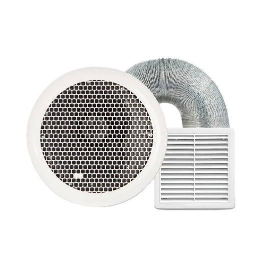 Round Ducted Ceiling Exhaust Fan Kit with Duct and External Grille