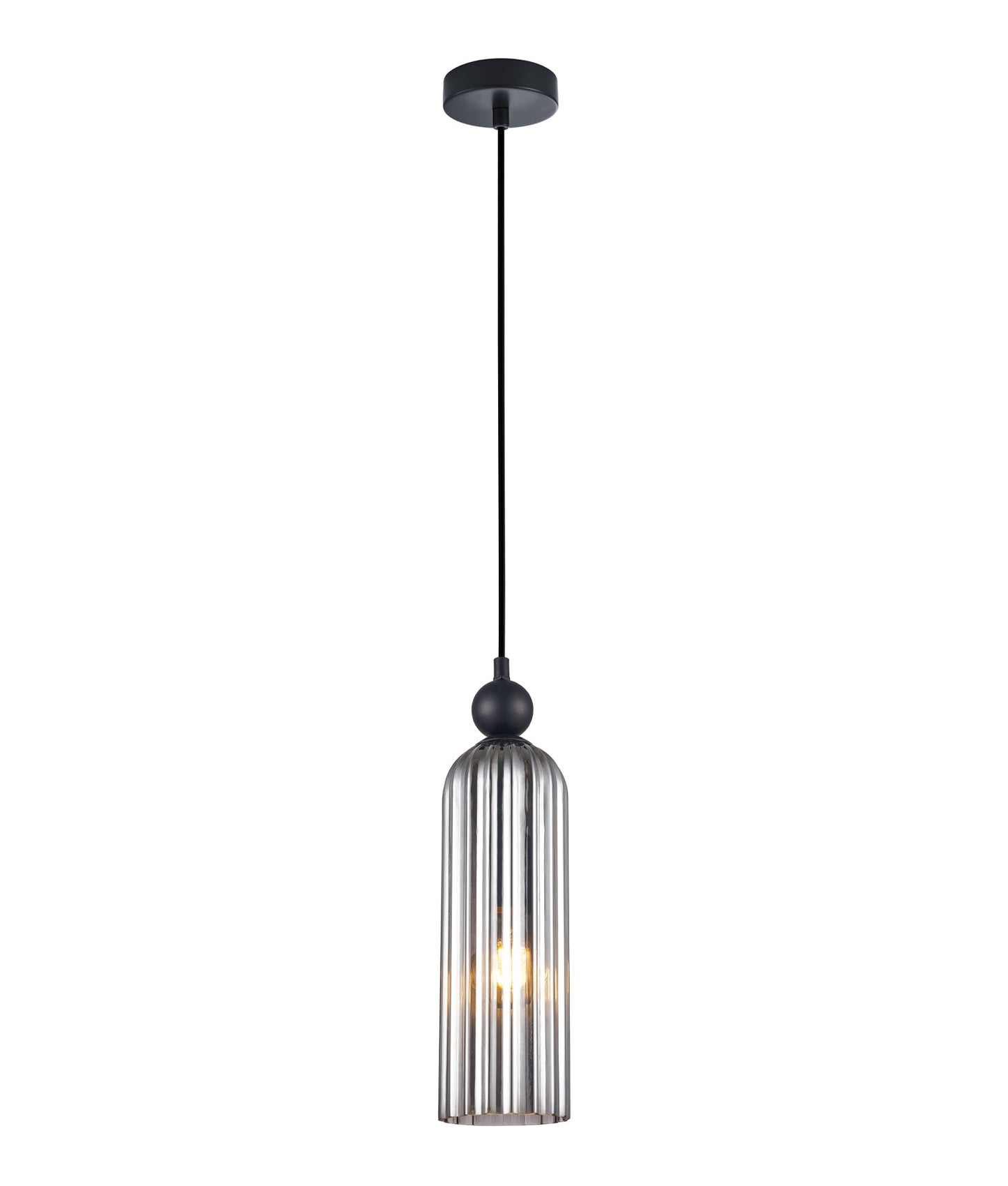 Flauta: Interior Round Top Cylinder Ribbed Pendant Lights
