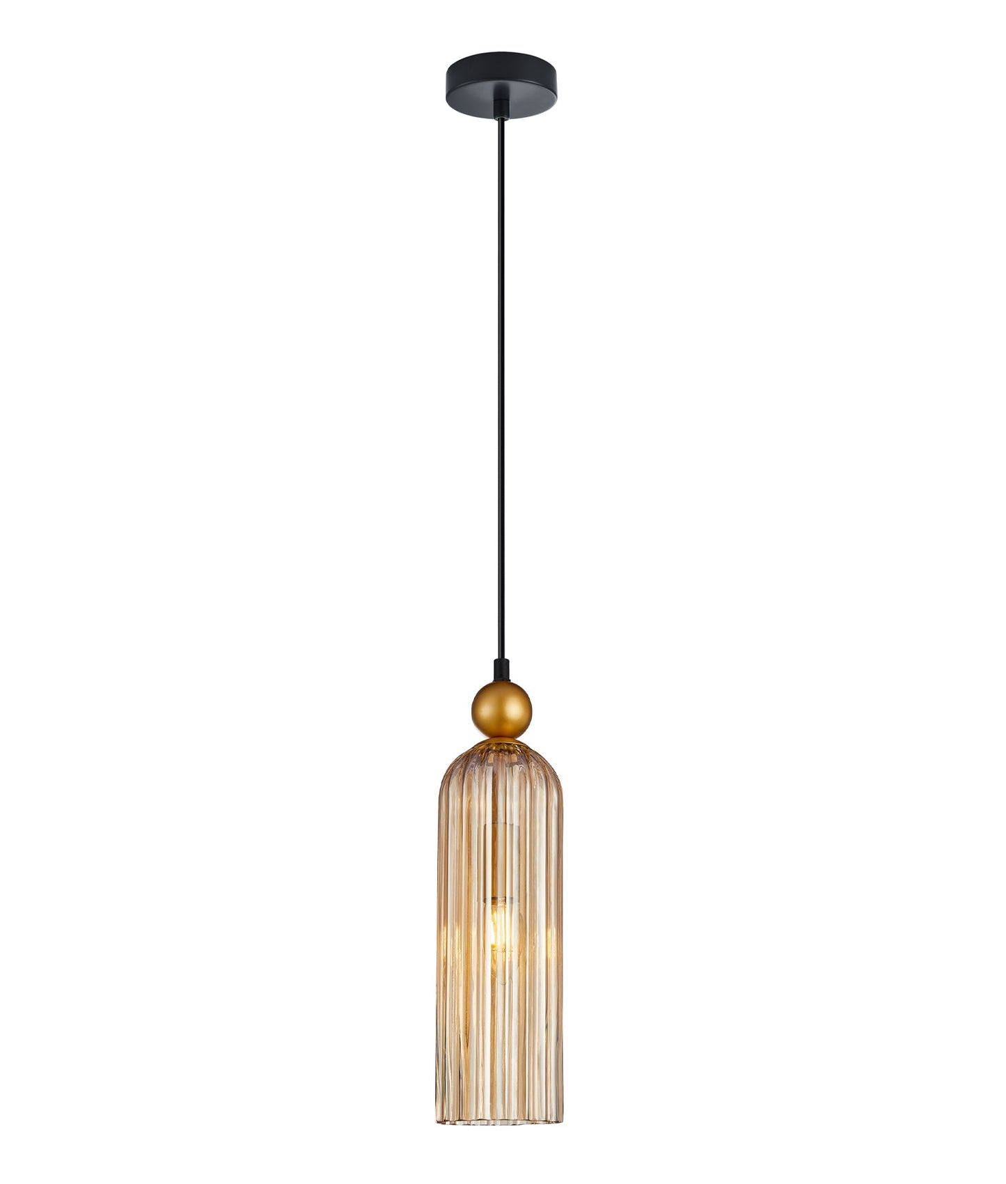 Flauta: Interior Round Top Cylinder Ribbed Pendant Lights