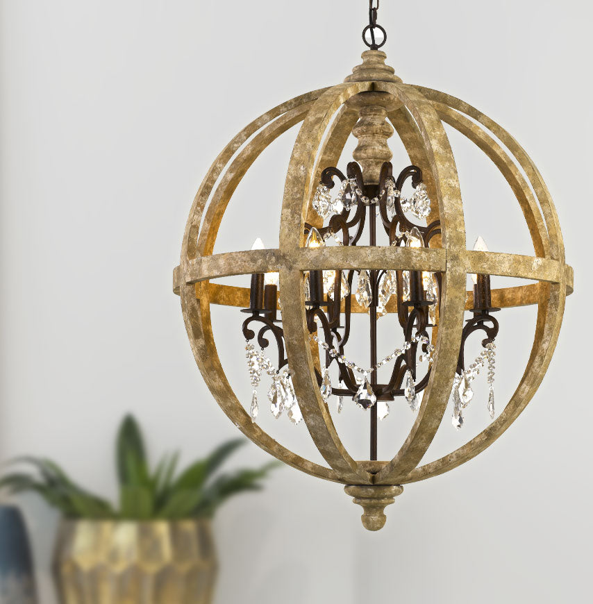 Florin Wood Iron Clear Chain Pendant