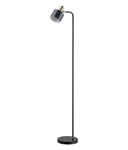 Flotar: Interior Cylinder Iron Shade With Antique Brass Highlight Floor Lamps