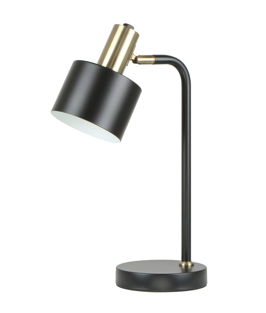 Flotar: Interior Cylinder Iron Shade With Antique Brass Highlight Table Lamps