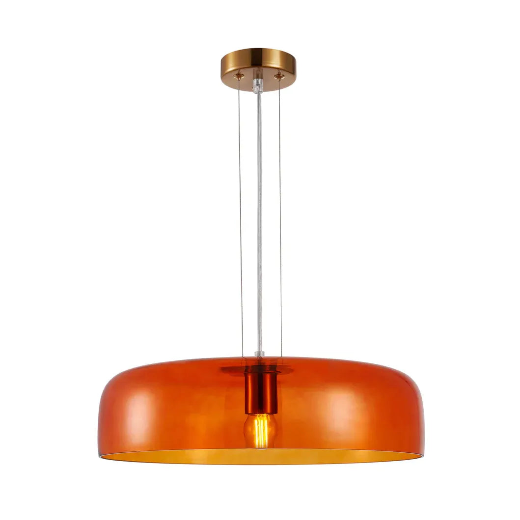 GELATINA: Interior Dome Glass with Brass Highlight Pendant Lights