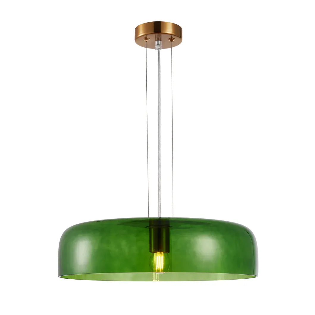 GELATINA: Interior Dome Glass with Brass Highlight Pendant Lights